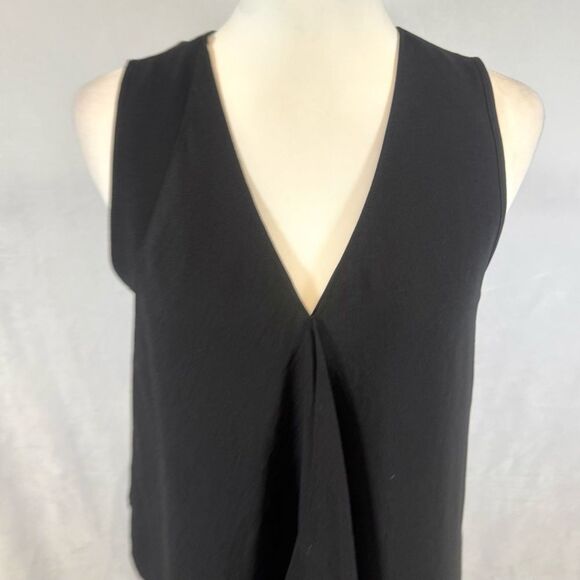 White House Black Market black cascading ruffle asymmetrical midi dress size 4 - Picture 3 of 6